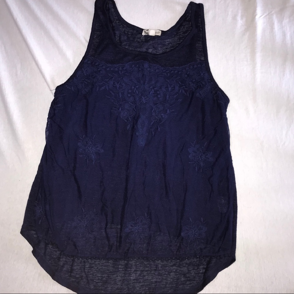 navy blue lace tank top